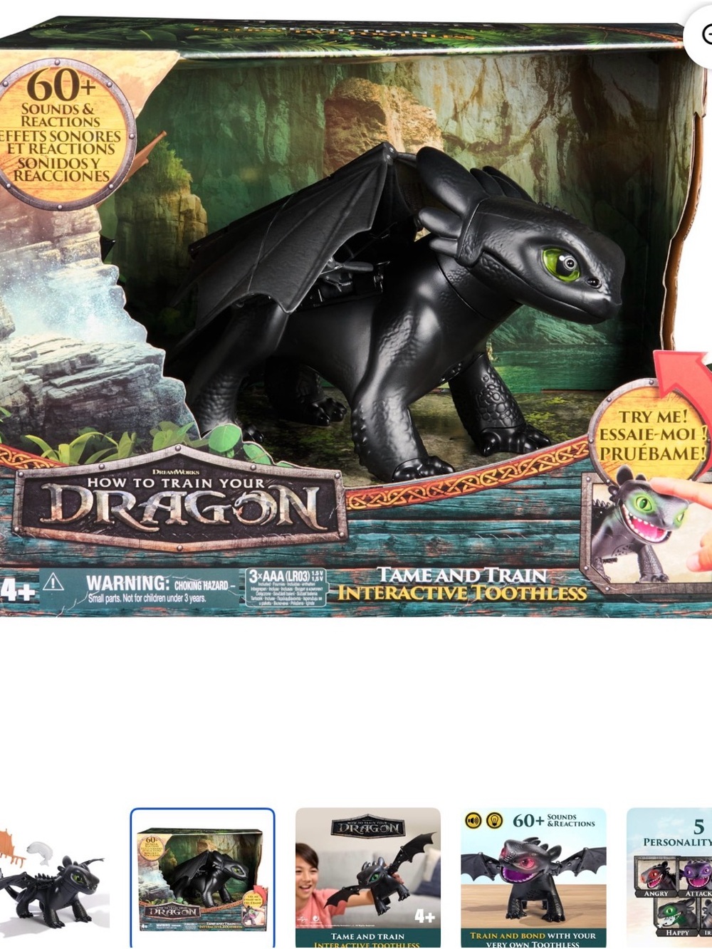 DreamWorks Dragons Toothless Interactive Toy 60 Sounds & Reactions